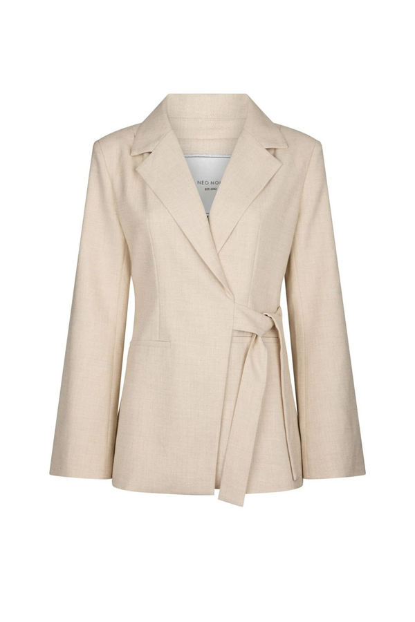 Carmia Melange Tie Blazer - Beige Melange