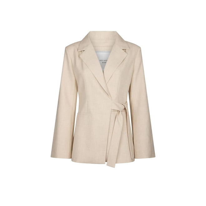 Carmia Melange Tie Blazer - Beige Melange