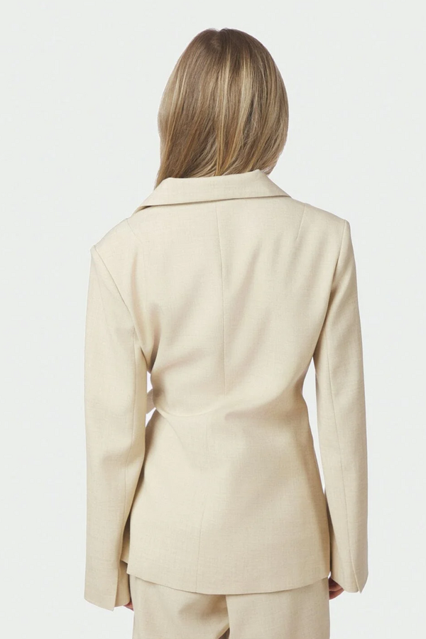 Carmia Melange Tie Blazer - Beige Melange