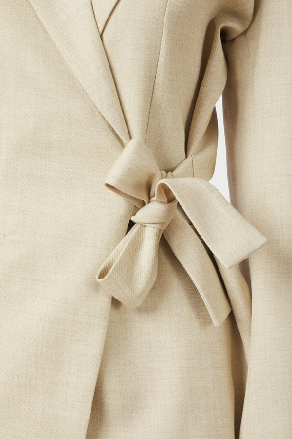 Carmia Melange Tie Blazer - Beige Melange