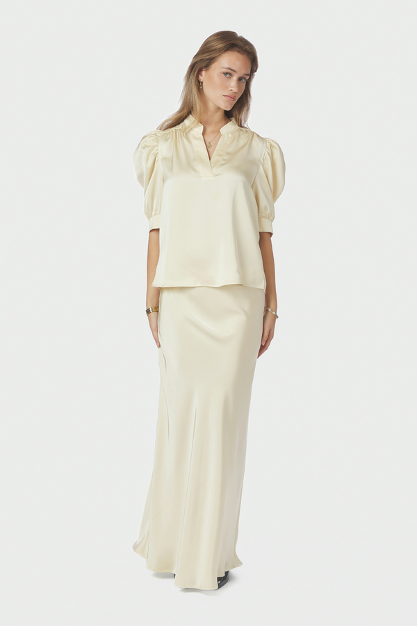 Vicky Heavy Sateen Skirt - Light Yellow