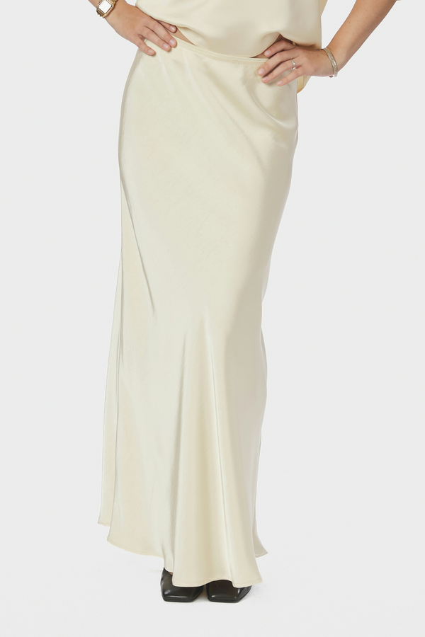 Vicky Heavy Sateen Skirt - Light Yellow