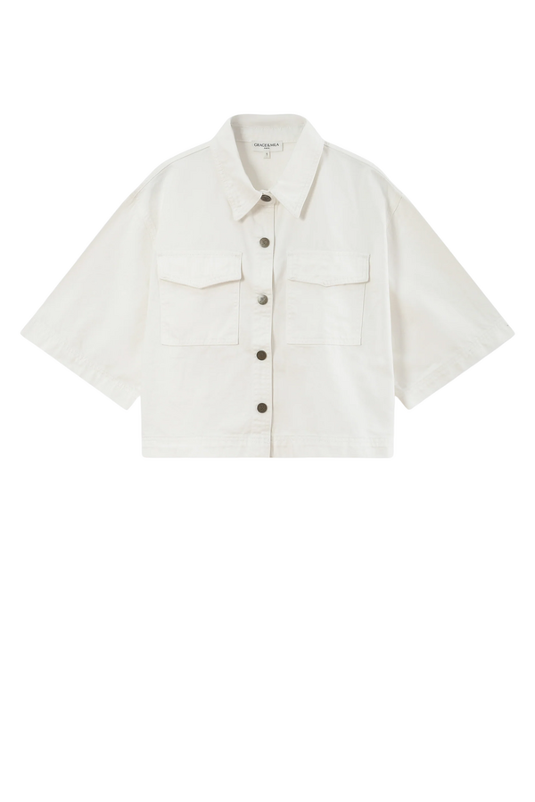 Vita Oversized Denim Shirt - White