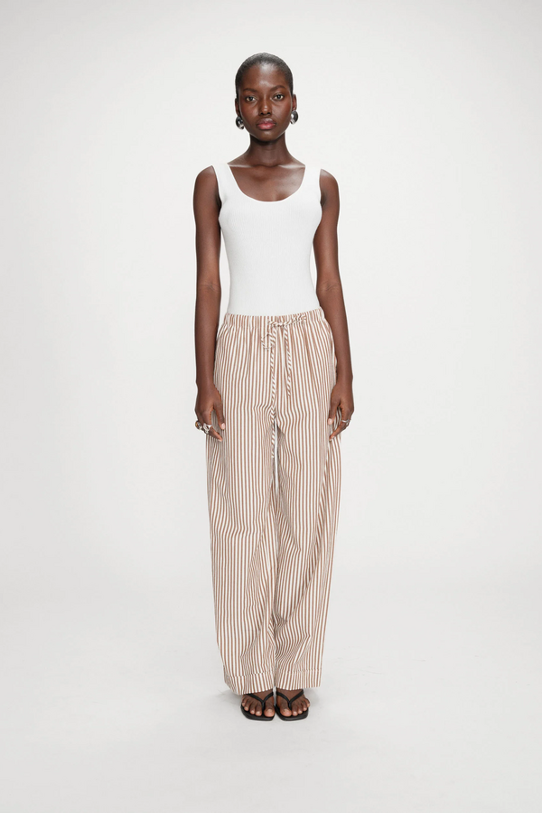 Volute Striped Pants - Mocha