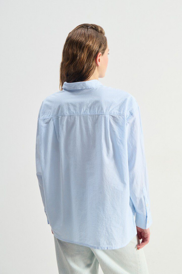 Eluabird Blouse Shirt - Blue Stripes