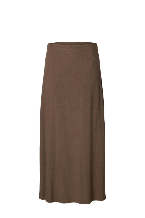 Viva Ankle Linen Blend Skirt - Chocolate Chip