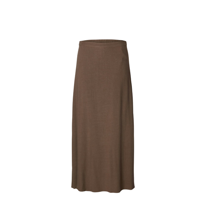 Viva Ankle Linen Blend Skirt - Chocolate Chip