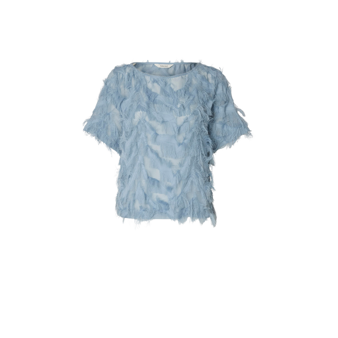 Myline Boat Neck Top - Dusty Blue