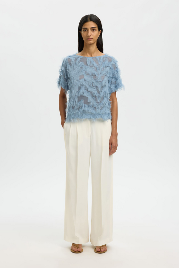 Myline Boat Neck Top - Dusty Blue