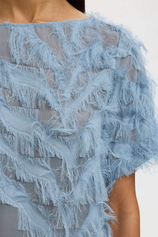 Myline Boat Neck Top - Dusty Blue