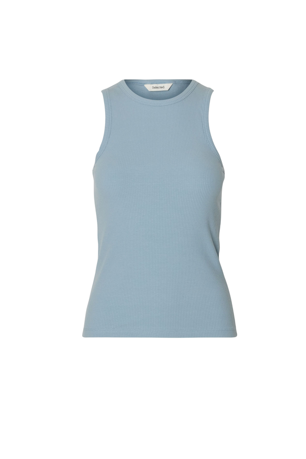 Anna O-Neck Tank Top - Dusty Blue