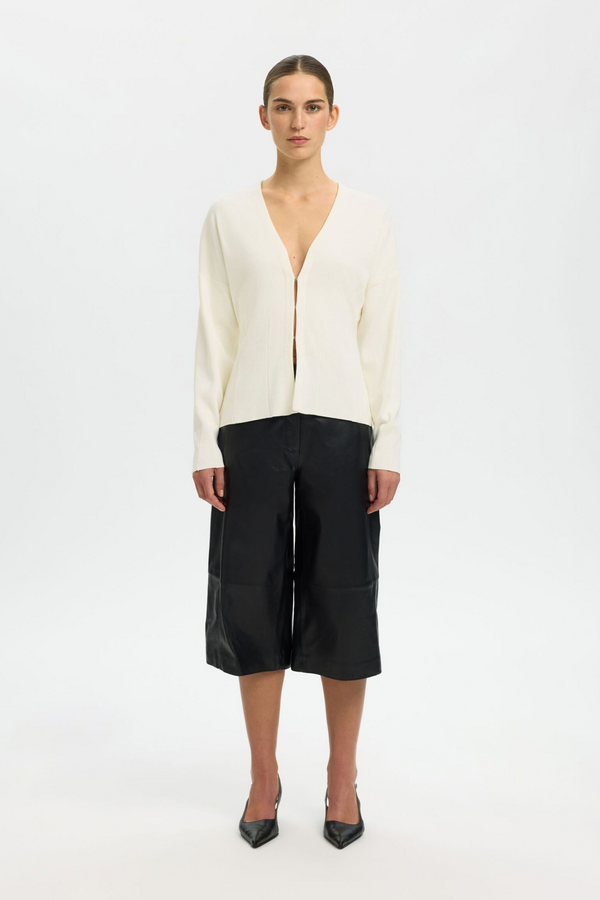 Anemone LS Knit Waisted Cardigan - Egret