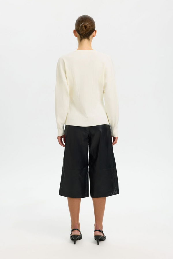 Anemone LS Knit Waisted Cardigan - Egret