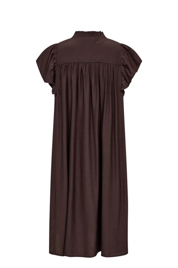 Sunrise Frill Crop V-Dress - Dark Brown