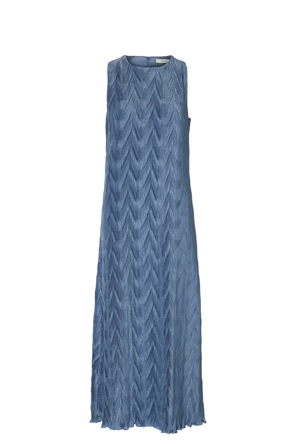Fanya Ankle Plisse Dress - Dusty Blue