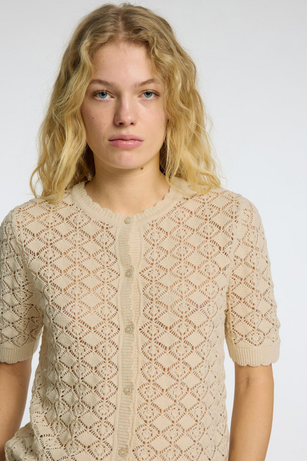 Mattis 2/4 Linen Blend Cardigan - Birch