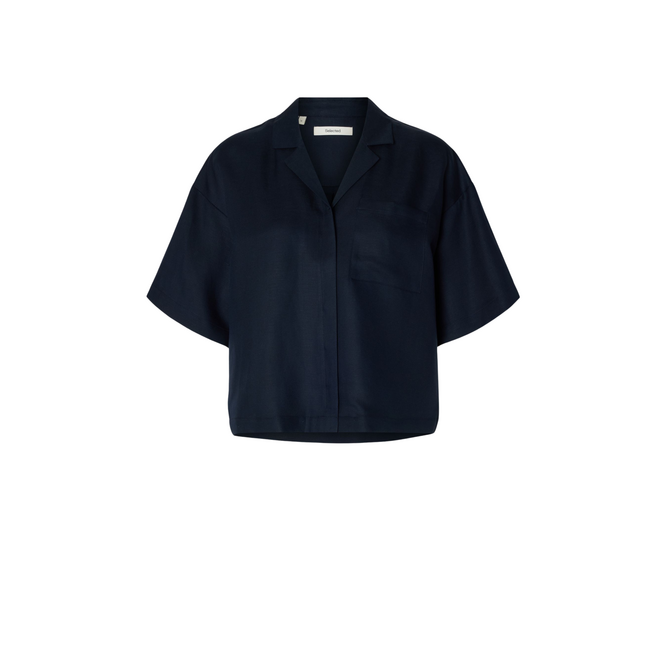 Lyra 2/4 Boxy Linen Shirt - Dark Sapphire