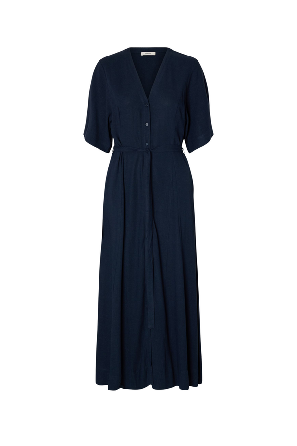 Viva Regular Linen Blend Dress - Dark Sapphire