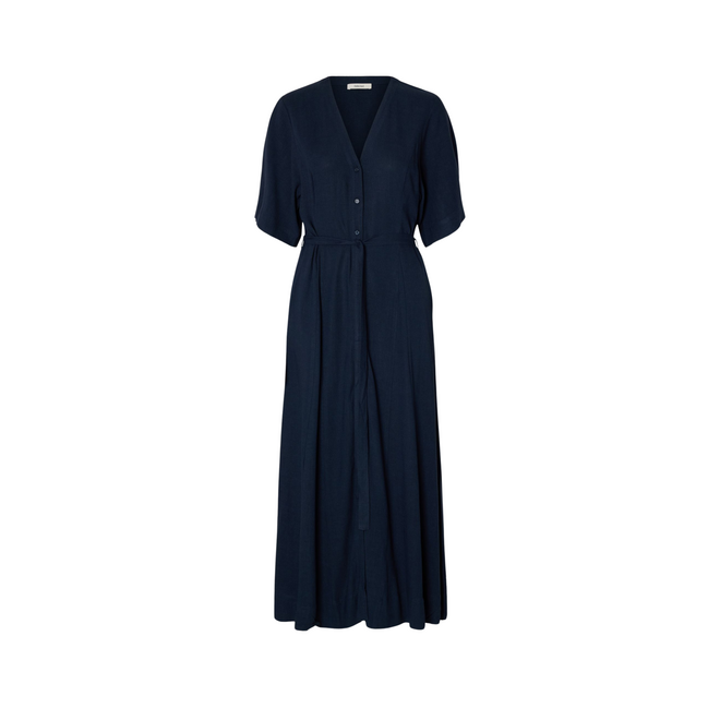 Viva Regular Linen Blend Dress - Dark Sapphire