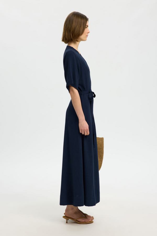 Viva Regular Linen Blend Dress - Dark Sapphire