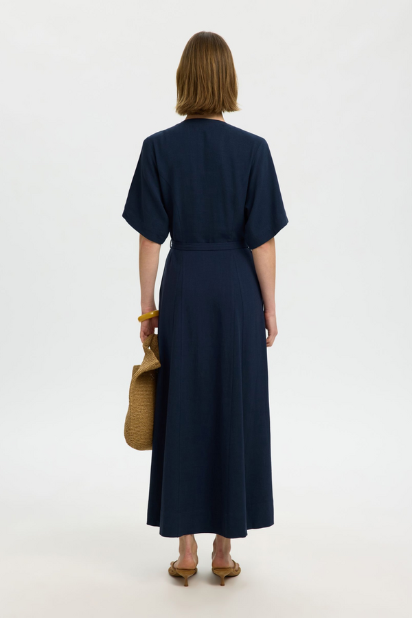 Viva Regular Linen Blend Dress - Dark Sapphire