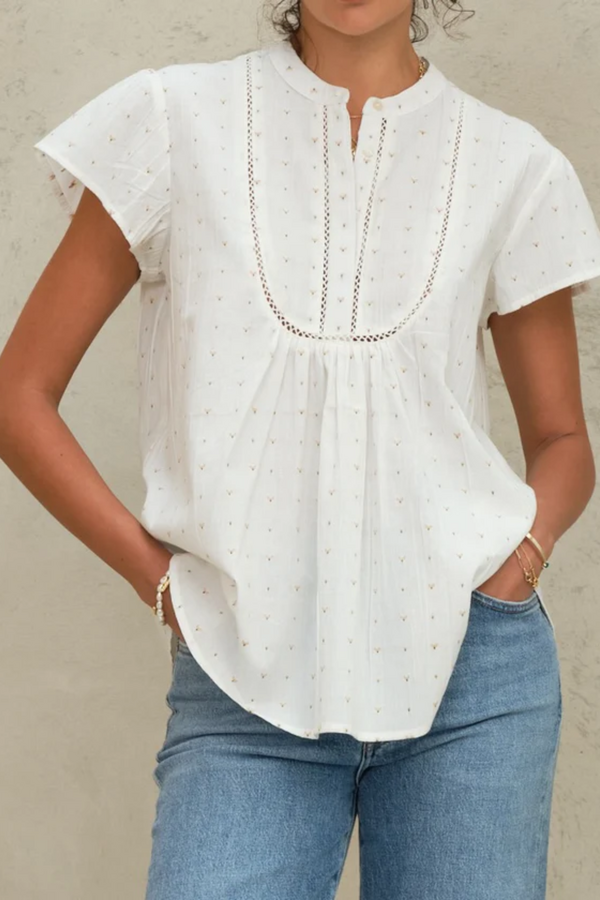 Rita Short Sleeve Top - Ecru/Multi