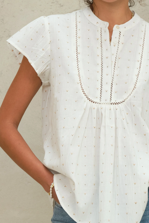 Rita Short Sleeve Top - Ecru/Multi