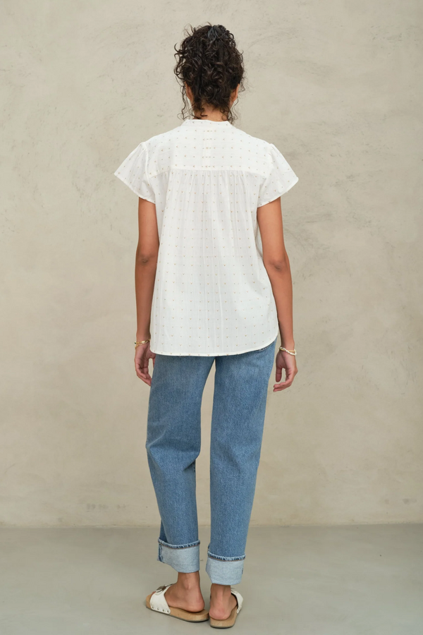 Rita Short Sleeve Top - Ecru/Multi