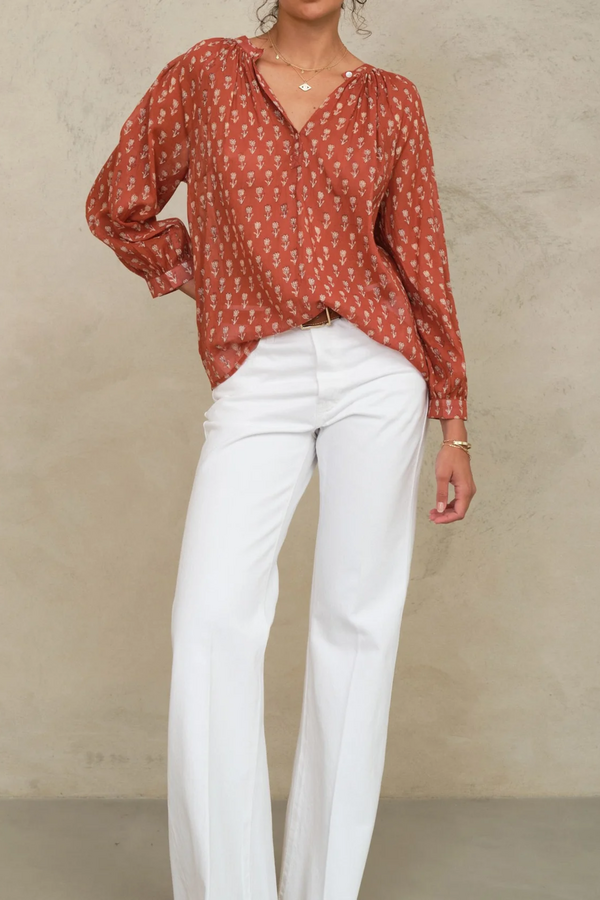 Ari Long Sleeve Top - Rust