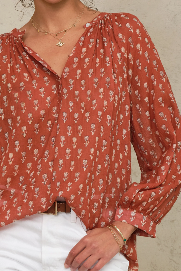 Ari Long Sleeve Top - Rust