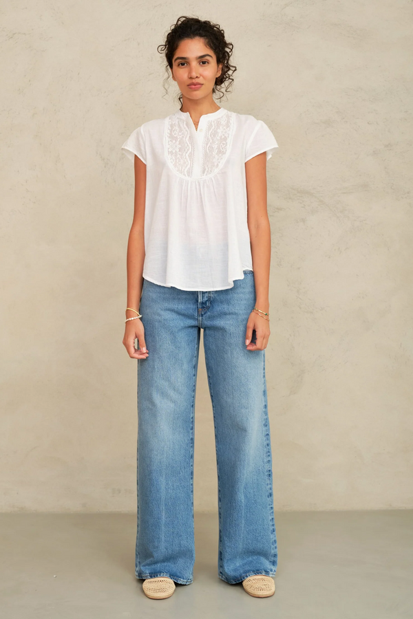 Freya Short Sleeve Top - White