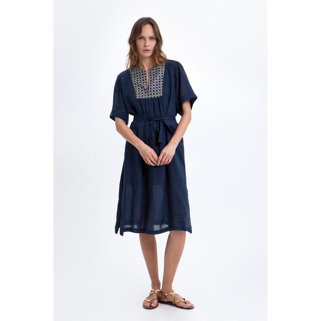 Midi Dress - Blue Navy/Gold