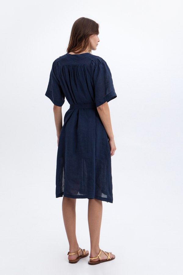 Midi Dress - Blue Navy/Gold