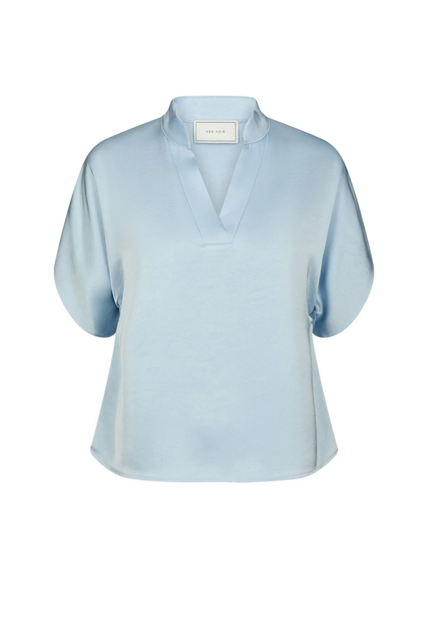 Anelle Heavy Sateen Blouse - Light Blue