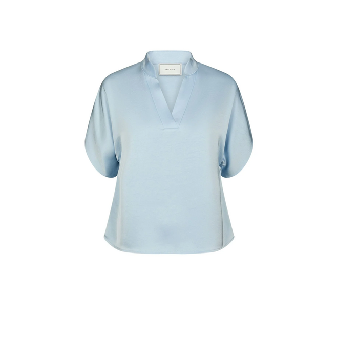 Anelle Heavy Sateen Blouse - Light Blue
