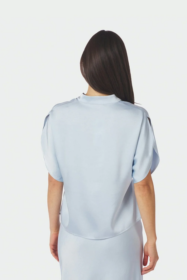 Anelle Heavy Sateen Blouse - Light Blue