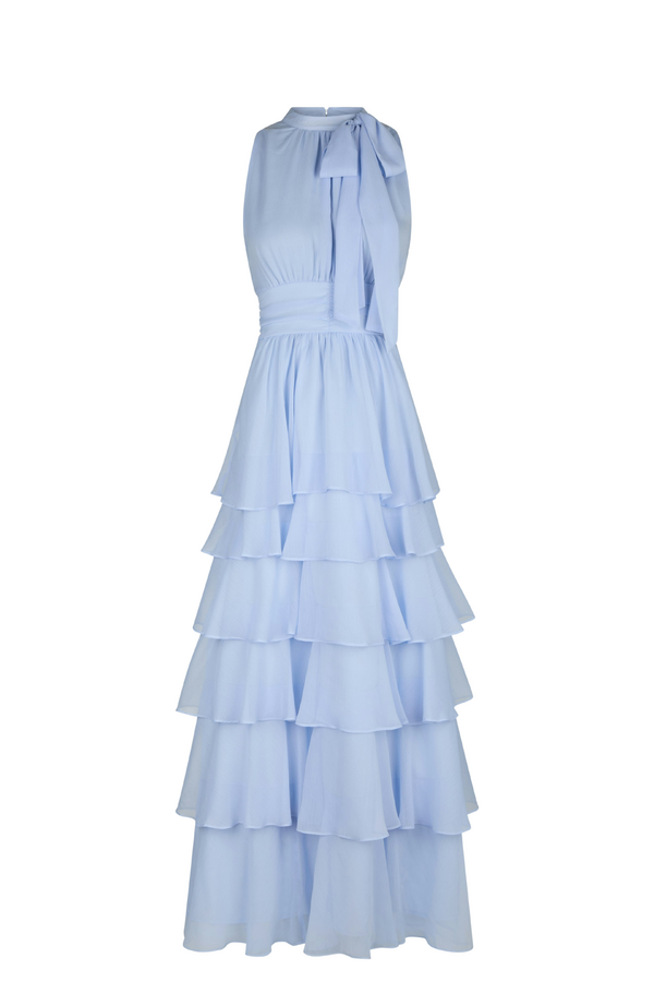 Marli Solid Chiffon Dress - Light Blue