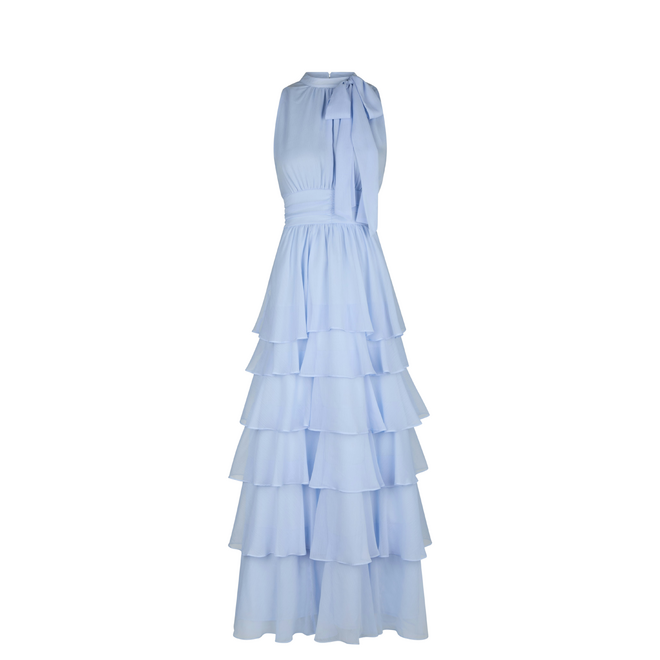 Marli Solid Chiffon Dress - Light Blue