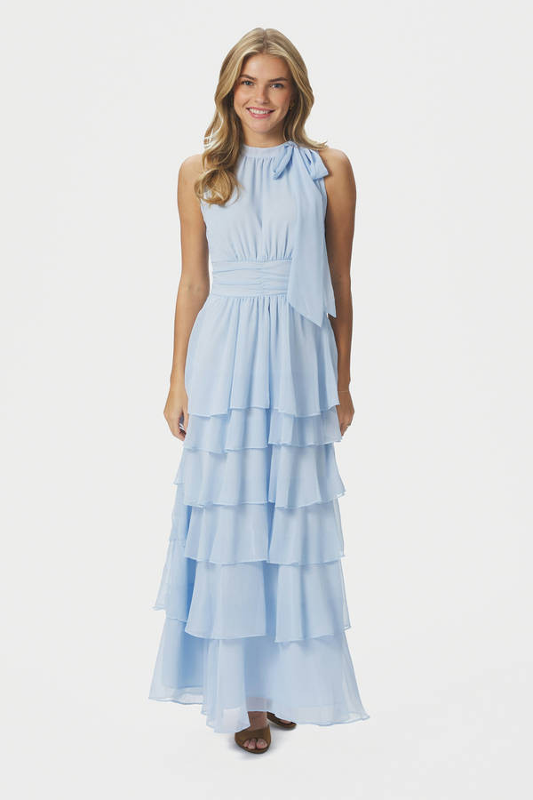 Marli Solid Chiffon Dress - Light Blue