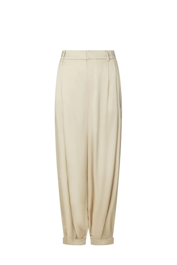 Fayla Drapy Satin Balloon Pants - Dark Sand