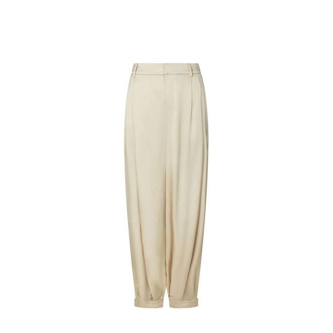 Fayla Drapy Satin Balloon Pants - Dark Sand