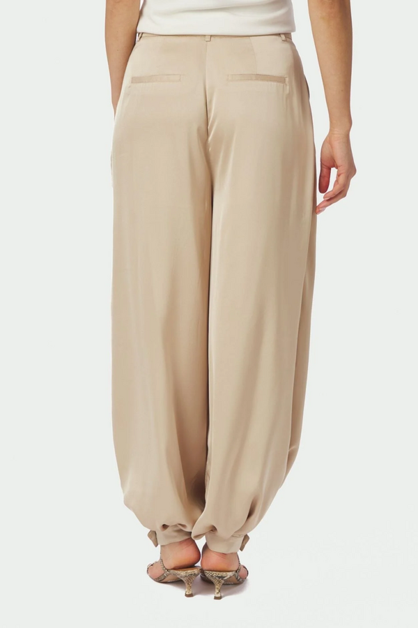 Fayla Drapy Satin Balloon Pants - Dark Sand