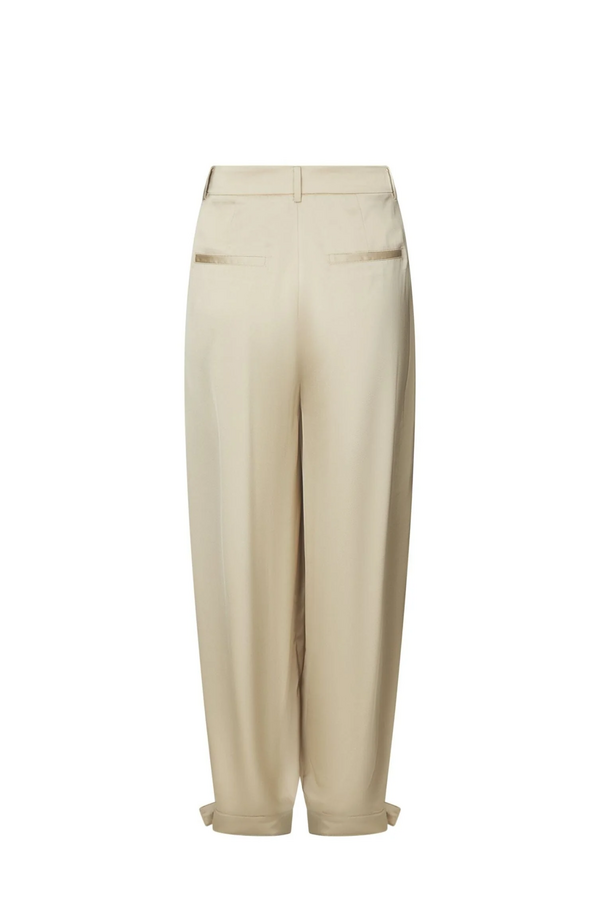 Fayla Drapy Satin Balloon Pants - Dark Sand