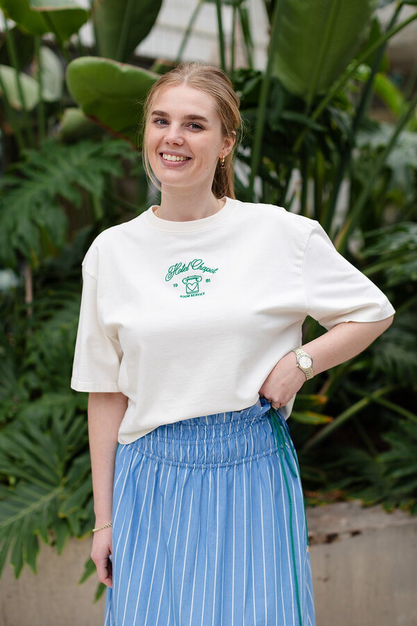 Benja T-shirt - Cosy White/Green
