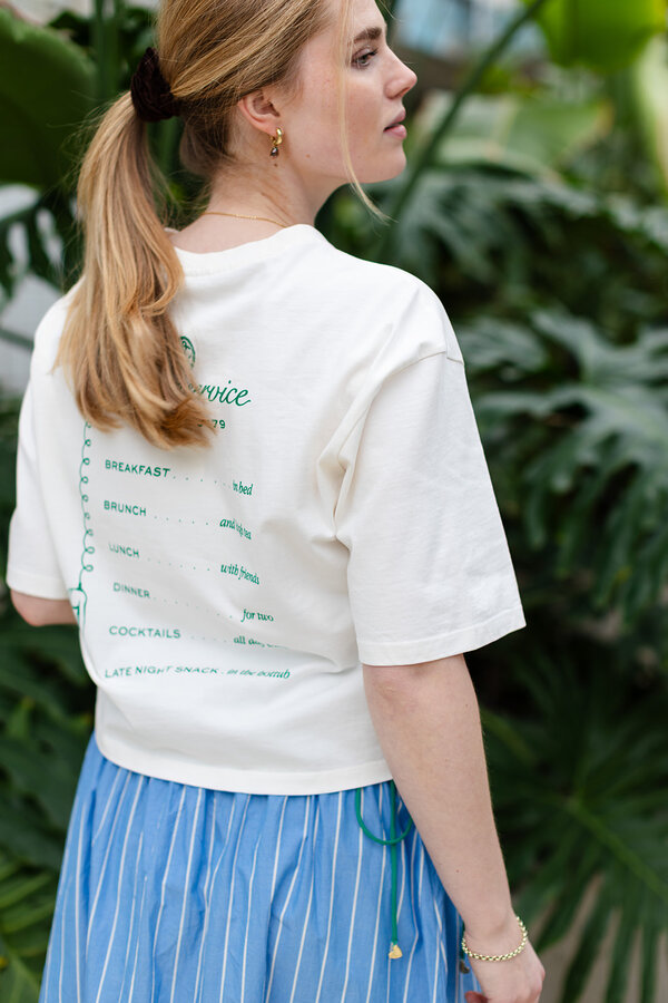 Benja T-shirt - Cosy White/Green