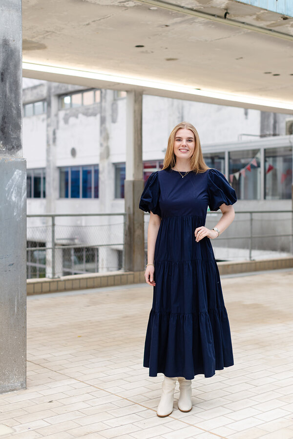 Colea SS Ankle Dress - Navy