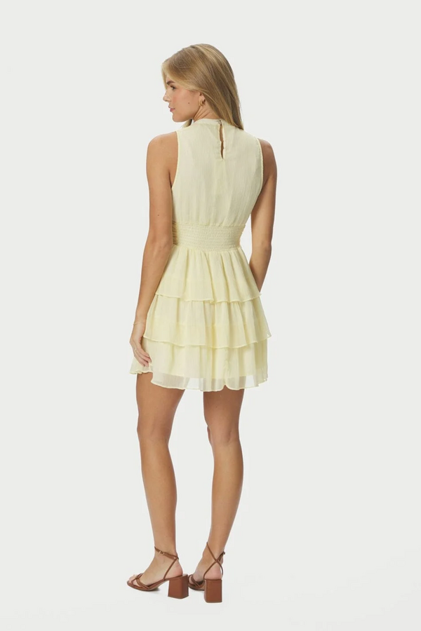 May Solid Chiffon Dress - Light Yellow