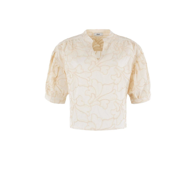 Geborduurde Blouse - Cream Solid