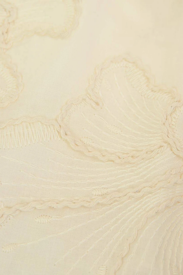 Geborduurde Blouse - Cream Solid