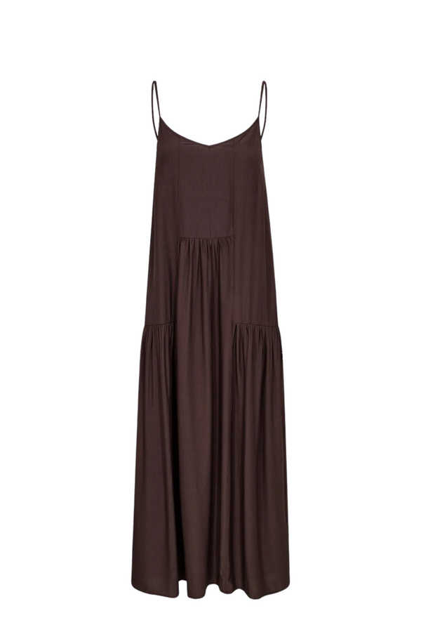 Sunrise Block Strap Dress - Dark Brown